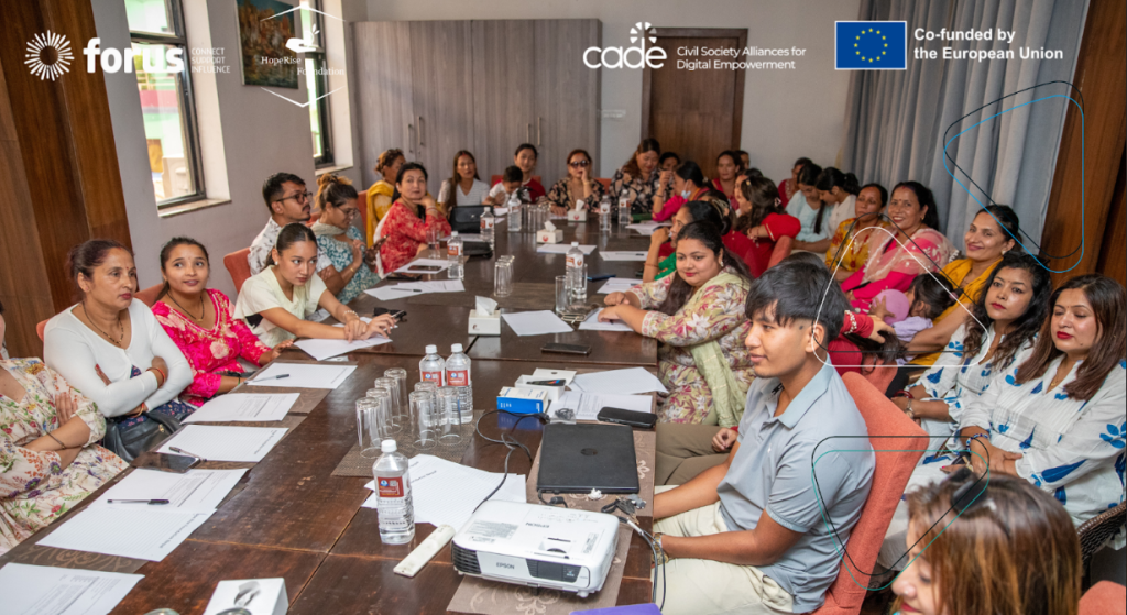 Participants of the Raising Her Voice workshop, led by Anish Karki (HopeRise Foundation), in Bhaktapur, Nepal, on 22 September 2025.
