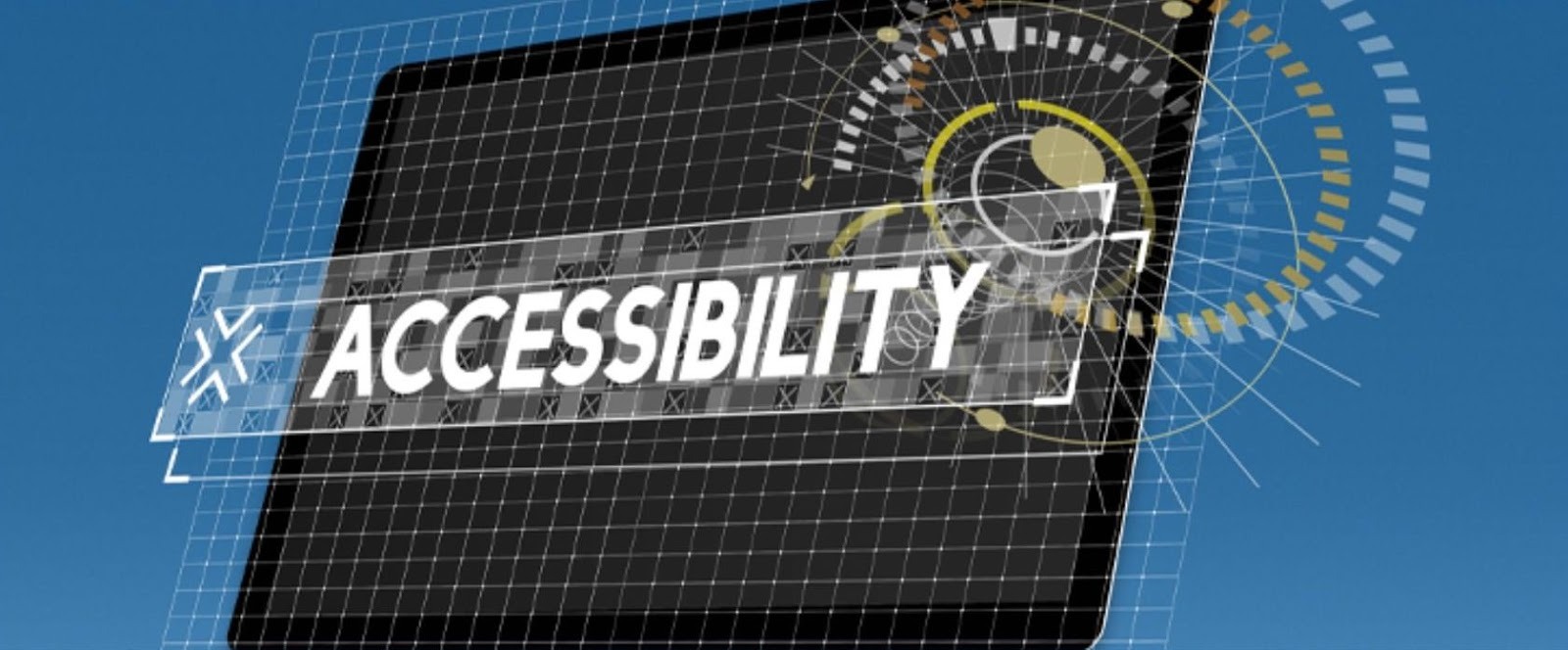 Digital image of the word 'ACCESSIBILITY' in bold white over a stylised digital background.